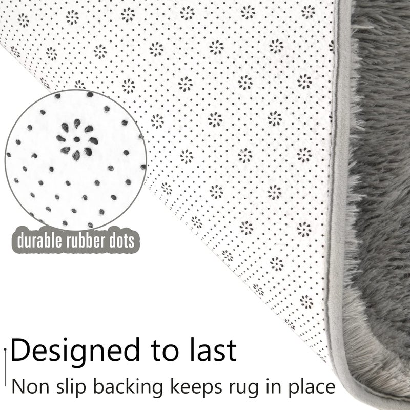 LOCHAS Ultra Soft Indoor Modern Area Rugs Fluffy Living Room Carpets for Children Bedroom Home Decor Nursery Rug 2x8 Feet, Gray - Image 5